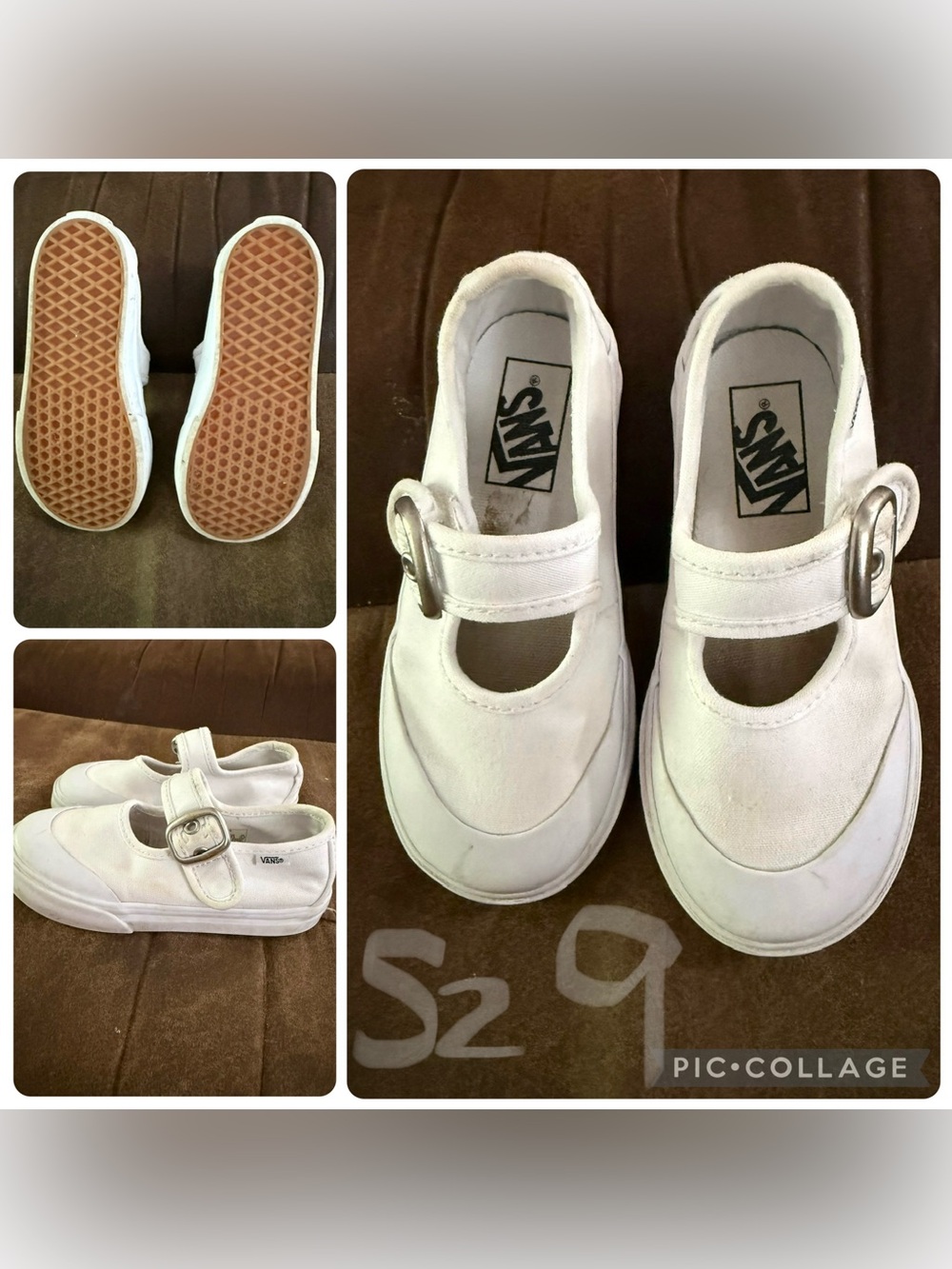 Vans Kids White Mary Jane Sneaker with Buckle